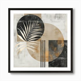 Botanical Geometry: Abstract Palm Leaf in Monochrome Harmony Art Print