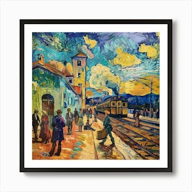 Van Gogh Style: Rail Station at Arles. 3 Art Print