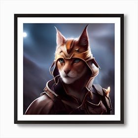 Cat In Armor Art Print