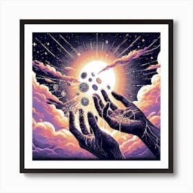 Hand Reaching For Coins Art Print