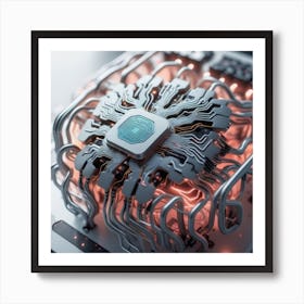 3d Rendering Of A Computer Chip Art Print