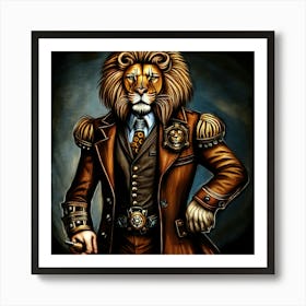 Steampunk Lion In A Suit Art Print