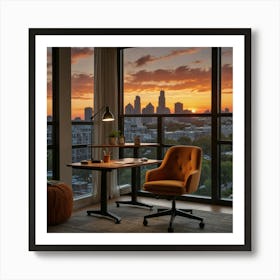 Sunset In Chicago Art Print