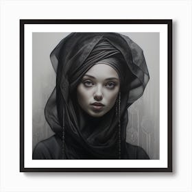 Black And White Portrait Of A Woman Art Print