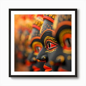 Row Of Indian Masks Art Print