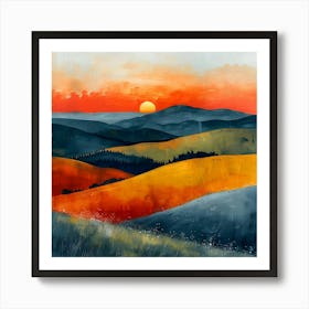 Sunset, Abstract Expressionism, Minimalism, and Neo-Dada Art Print