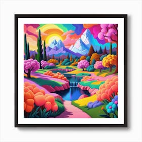 Colorful Landscape Painting Art Print