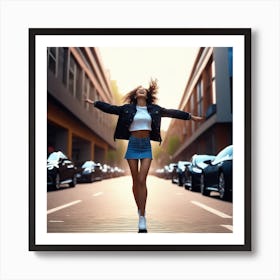 Young Woman In A City Art Print