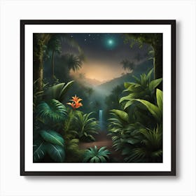 Jungle At Night Art Print