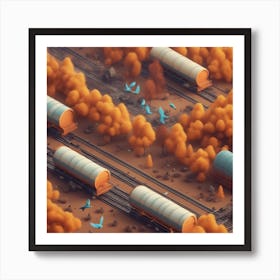 Train Tracks With Smoke 1 Art Print