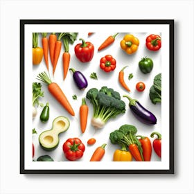 Colorful Vegetables On White Background 1 Art Print