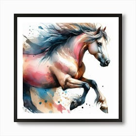 Horse In Motion, Horse Watercolour Art Print 3 Art Print