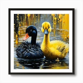 Two Ducks In The Water Art Print