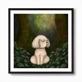 Dog In The Woods Art Print