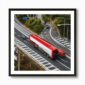 Aerial View Of A Truck On A Highway Art Print