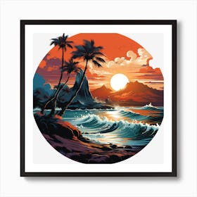 Sunset At The Beach 1 Art Print