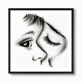 Mother And Daughter Kissing Art Print