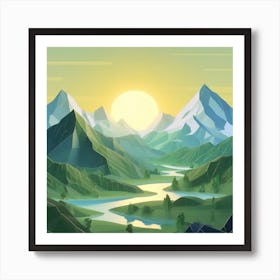 Firefly An Illustration Of A Beautiful Majestic Cinematic Tranquil Mountain Landscape In Neutral Col (45) Art Print