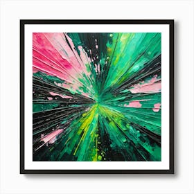 Abstract Pink Green Painting 2 Art Print