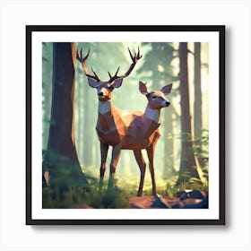 Deer In The Forest 79 Art Print