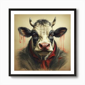 Cow With Blood On His Face Art Print