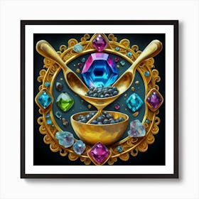 Logo made of gemstones extracted with a tablespoon. 13 Art Print