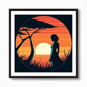 Sunset In The Savannah Art Print