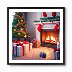 Christmas Tree And Presents 5 Art Print