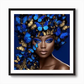 Blue Butterfly Woman 1 Art Print