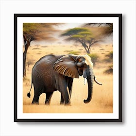 Elephant In The Savannah Art Print