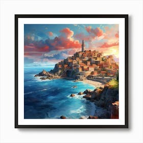 Village On The Coast Art Print