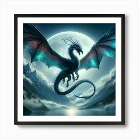 Dragon In The Moonlight Art Print