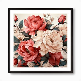 vintage flower art work Art Print