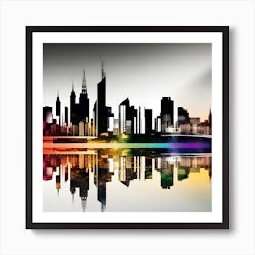 Rainbow City Skyline 3 Art Print