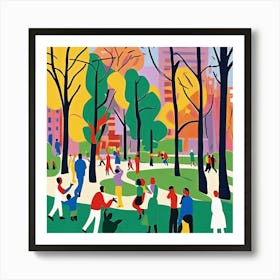 Urban Park Scene in Style of Matisse Art Print