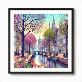 Amsterdam Canal in Wonderful Spring Art Print