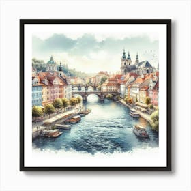 Prague River Art Print