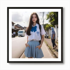 Asian Girl In School Uniform 2 Art Print