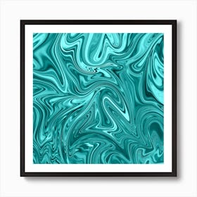 Teal Liquid Marble Art Print