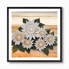 White Sunflowers Art Print