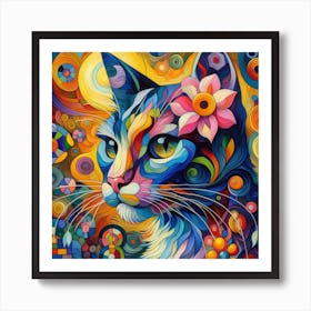 Colorful Cat Painting 1 Art Print