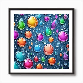 Colorful Water Drops Art Print