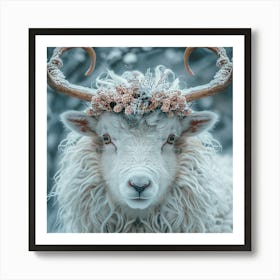 Snowy Sheep Art Print