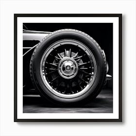 Car Wheel Tire Tyre Vehicle Auto Automobile Transportation Truck Rim Flat Road Old Vint Art Print