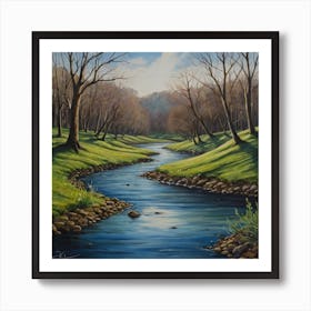 River Running Through The Woods Art Print