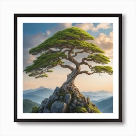 Lone Tree On Top Of Mountain 55 Art Print