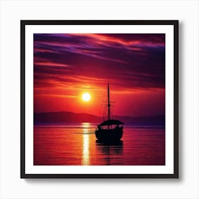 Sunset Sailboat 6 Art Print