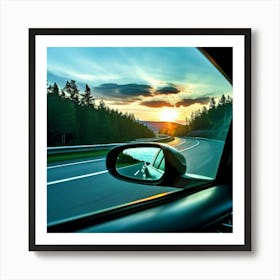 Sky Automobile Highway View Speed Traffic Transportation Mirror Travel Road Black Vehicle (3) Art Print