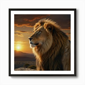 Lion At Sunset 7 Art Print