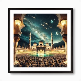 Islamic Mosque At Night 7 Art Print